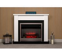 Suncrest Amberley Fireplace Suite In Textured White And Black With Electric Fire
