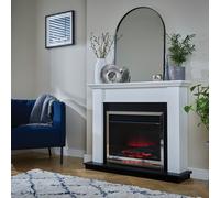 Suncrest Antigua Electric Fire Suite with Smart Remote & Flat to Wall Fitting - White, Graphite & Chrome