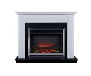 Suncrest Antigua White Mdf & Stainless Steel Freestanding Electric Fire Suite