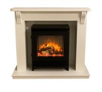 Suncrest Ashby White Mdf & Stainless Steel Freestanding Electric Fire Suite