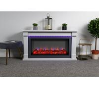 Suncrest Barrow Fireplace Suite In Textured Grey And Anthracite With Electric Fire And Ambient Lighting