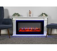 Suncrest Barrow Fireplace Suite In Textured White And Black With Electric Fire And Ambient Lighting