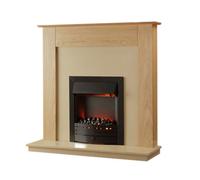 Suncrest Cartmel Oak Effect Mdf & Stainless Steel Freestanding Electric Fire Suite