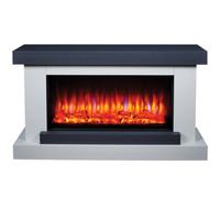 Suncrest Colorado Grey & White Stone Effect Glass, Mdf & Metal Freestanding Electric Fire Suite