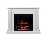 Suncrest Horley White Mdf & Stainless Steel Freestanding Electric Fire Suite