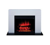 Suncrest Lindale White Mdf & Stainless Steel Freestanding Electric Fire Suite