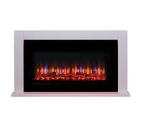 Suncrest Lumley Textured White/High Gloss Black Electric Suite Fireplace with Am