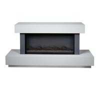 Suncrest Madison Grey & White Stone Effect Glass, Mdf & Metal Freestanding Electric Fire Suite