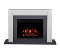 Suncrest Marlow Grey Stone Effect Mdf & Stainless Steel Freestanding Electric Fire Suite