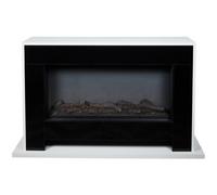 Suncrest Nebraska Black & White Stone Effect Glass, Mdf & Metal Freestanding Electric Fire Suite