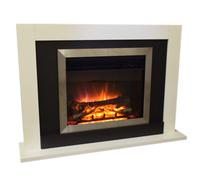 Suncrest Romney White Mdf & Stainless Steel Freestanding Electric Fire Suite