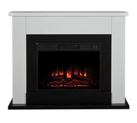 Suncrest Ryedale Black & White Textured Stone Effect Mdf & Stainless Steel Freestanding Electric Fire Suite
