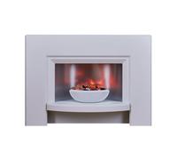 Suncrest Stockeld White Mdf & Stainless Steel Freestanding Electric Fire Suite