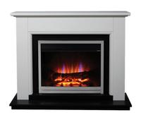 Suncrest Talen White Mdf & Stainless Steel Freestanding Electric Fire Suite