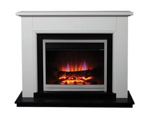 Suncrest Talen White Mdf & Stainless Steel Freestanding Electric Fire Suite