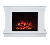 Suncrest Tenby White Textured Stone Effect Mdf & Stainless Steel Freestanding Electric Fire Suite