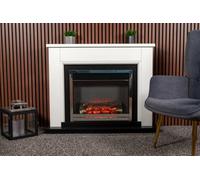Suncrest Tilbury Fireplace Suite In Textured White And Black With Electric Fire