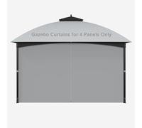 SunCula Replacement 10'x10' Gazebo Curtains Waterproof, Universal Privacy Shade Curtains 4-Panels sidewall with Zipper, Outdoor Curtains for Patio, Backyard, Garden-Grey (Only Curtains)