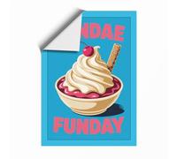 Sundae Funday Retro Unframed Wall Art Print A1 (84.1×59.4cm), Wall Decor for Living Room, Bedroom, Office & Home, Art Gift