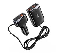 SUNDAREE Car Charger Multiport,123W 12V-24V PD QC Multi 6 Port 1.75M Cable Back Seat Fast Charging Phone USB C Cigarette Lighter Adapter for Samsung A53/Google Pixel/iPhone 14/Galaxy Tab/iPad/Macbook