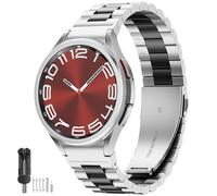 SUNDAREE Compatible with Band Samsung Galaxy Watch 7 FE 6 5 4 44MM 40MM/6 4 Classic 47MM 46MM 43MM 42MM LTE/5 Pro 45MM,No Gap Metal Stainless Steel Spare Straps Bracelet Watchband,Black+Silver