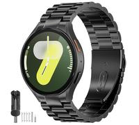 SUNDAREE No Gap Strap Compatible with Samsung Galaxy Watch 7 44MM/6 Classic 47MM/5 Pro 45MM/FE 40MM,Men Woman Stainless Steel Metal Band for Watch 7/6/5/4 46MM 43MM 42MM,Black