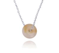 Sundarwald Natural Yellow Agate Pendant Necklace 15mm Untreated Agate Stone with Stainless Steel Chain Minimalist Healing Crystal Jewelry Gift for Women Men