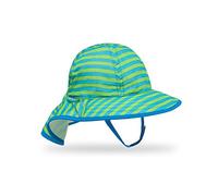 Sunday Afternoons Infant SunSprout Hat - Baby Sun Hat, Neck Cape - Packable - Bucket Sunhat for Baby Boy, Girl - Swim, Pool, Beach - 0-6 Months, 6-12 Months, Blue/Green Stripe, 0-6 Months