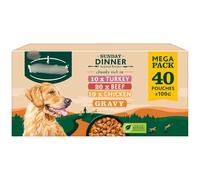 Sunday Dinner Recipes Turkey-beef-chicken Wet Dog Food 40 x 100g - 100% Complete and Balanced - Contains All the Essential Vitamins and Minerals Your Dog Needs