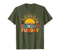 Sunday Funday: Cheerful Beach Day Summer Vibes, T-Shirt, Men, Olive, S
