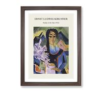 Sunday In The Alps By Ernst Ludwig Kirchner Exhibition Museum Painting Framed Print | A4 Walnut Framed Wall Art | Ready to Hang | Modern Historical Picture | Living Room Bedroom Lounge Office