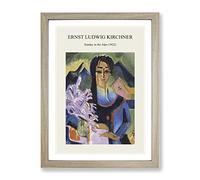 Sunday In The Alps By Ernst Ludwig Kirchner Exhibition Museum Painting Framed Wall Art Print, Ready to Hang Picture for Living Room Bedroom Home Office Décor, Oak A4 (34 x 25 cm)