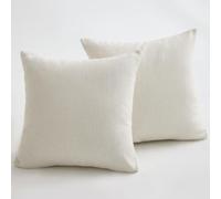 Sunday Praise Decorative Throw Pillow Covers Cotton Linen Blend Solid Square Accent Pillow Cases 18x18 Inches Cushion Covers for Sofa Couch Bed&Chair,Pack of 2 (Cream White)