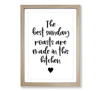 Sunday Roasts Typography Framed Print | A2 Oak Framed Wall Art | Ready to Hang | Modern Positive Affirmations Picture | Living Room Bedroom Lounge Office