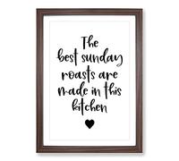 Sunday Roasts Typography Framed Print | A2 Walnut Framed Wall Art | Ready to Hang | Modern Positive Affirmations Picture | Living Room Bedroom Lounge Office