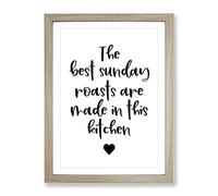 Sunday Roasts Typography Quote Framed Print | A3 Oak Framed Wall Art | Ready to Hang | Modern Positive Affirmations Picture | Living Room Bedroom Lounge Office