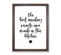 Sunday Roasts Typography Quote Framed Print | A3 Walnut Framed Wall Art | Ready to Hang | Modern Positive Affirmations Picture | Living Room Bedroom Lounge Office