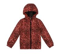 SUNDAY ROSE Boys Girls Rain Jackets Lightweight Waterproof Hooded Raincoats Windbreakers for Kids Red Leopard Print Size 8