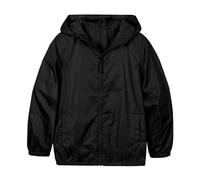 SUNDAY ROSE Boys Rain Jacket Lightweight Breathable Raincoat Waterproof Hooded Windbreaker For Kids Black 10