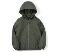 SUNDAY ROSE Boys Rain Jacket Lightweight Breathable Raincoat Waterproof Hooded Windbreaker For Kids Army Green 16