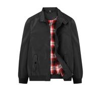 SUNDAY ROSE Mens Harrington Jacket Classic Retro Casual Vintage Mod Bomber Jackets Coat Tartan Lining Black XL