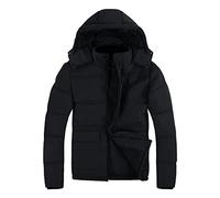 SUNDAY ROSE Puffer Jacket Mens Water-Resistance Quilted Keep Warm Winter Coat with Hood,Black with Pockets, Size S