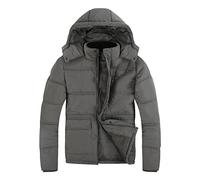 SUNDAY ROSE Puffer Jacket Mens Water-Resistance Quilted Keep Warm Winter Coat with Hood,Dark Grey with Pockets, Size XL