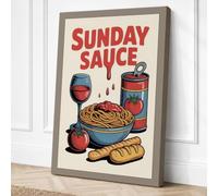 Sunday Sauce Retro Canvas Wall Art Print 24x16 Inch