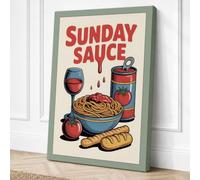Sunday Sauce Retro Canvas Wall Art Print 36x24 Inch