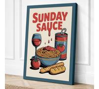 Sunday Sauce Retro Canvas Wall Art Print 36x24 Inch