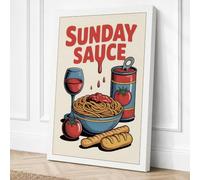 Sunday Sauce Retro Canvas Wall Art Print 36x24 Inch