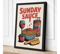 Sunday Sauce Retro Canvas Wall Art Print 36x24 Inch