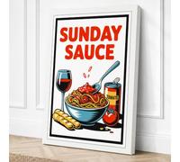 Sunday Sauce Vintage Canvas Wall Art Print 30x20 Inch