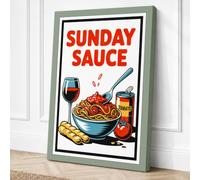 Sunday Sauce Vintage Canvas Wall Art Print 30x20 Inch